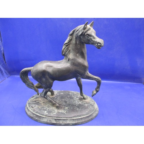 165 - An antique cast bronze horse sculpture, approx. width 14cm approx. height 15.5cm in good condition w... 