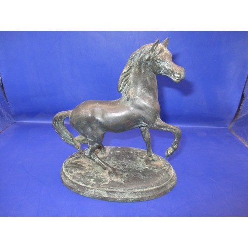 165 - An antique cast bronze horse sculpture, approx. width 14cm approx. height 15.5cm in good condition w... 