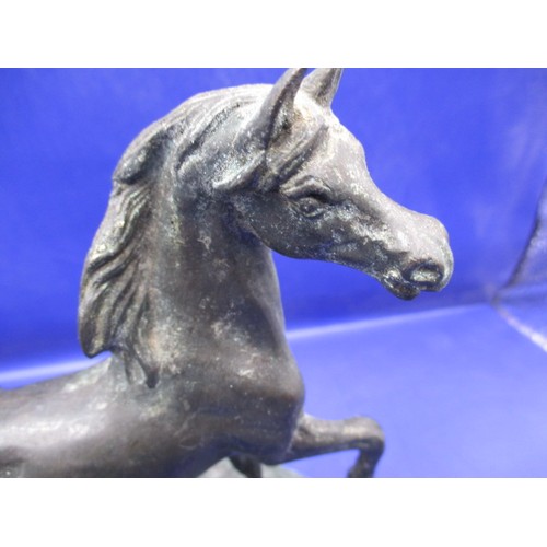 165 - An antique cast bronze horse sculpture, approx. width 14cm approx. height 15.5cm in good condition w... 