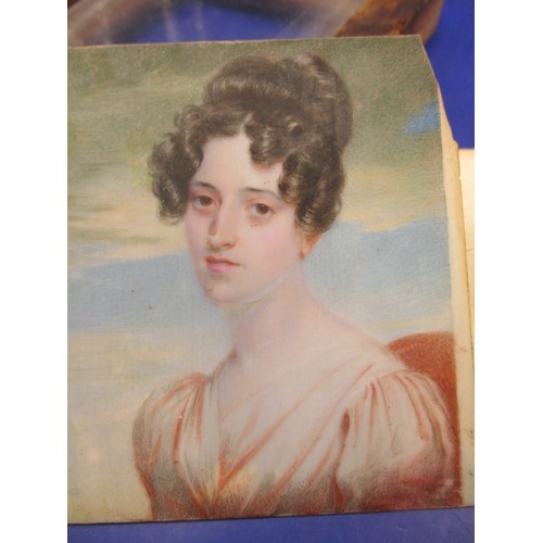 176 - A late 18th early 19th century portrait miniature of a young lady, marked verso H Edridge A.R.A. app... 