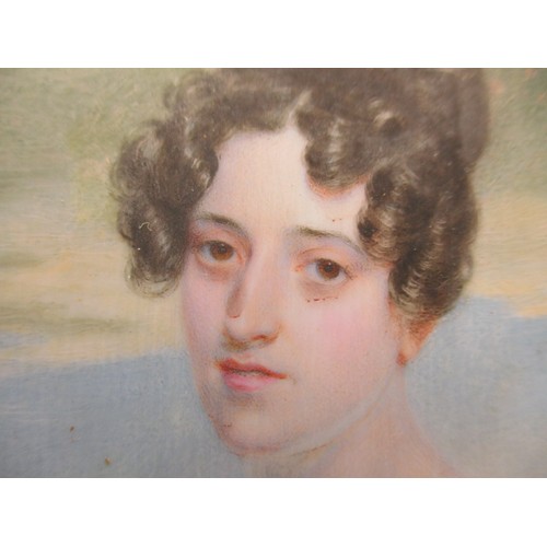 176 - A late 18th early 19th century portrait miniature of a young lady, marked verso H Edridge A.R.A. app... 