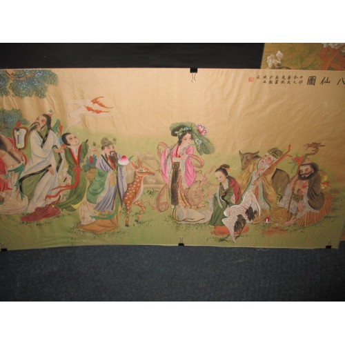 322 - Two large vintage Chinese rice paper paintings, approx. size 66x114cm, in good pre-owned condition