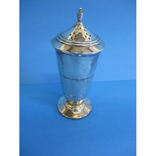 121 - A vintage sterling silver shaker, having plastic liner, approx. height 17cm approx. gross weight 211... 