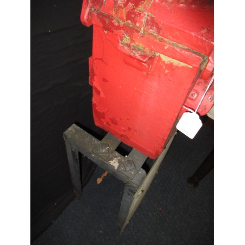 274 - An antique cast iron railway signal lamp on steel frame with aluminium sign “Engines must not pass t... 