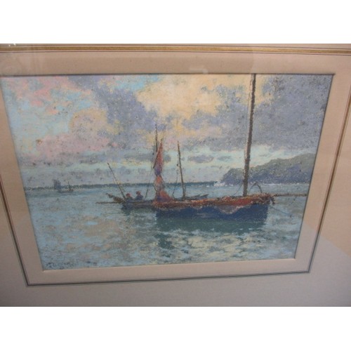 245 - A pastel seascape, signed Reginal jones (1857-1920), in glazed frame with studio label verso, approx... 