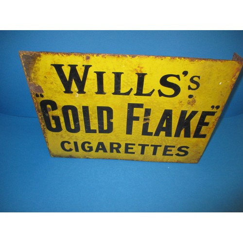 248 - A vintage double sided enamel advertising sign for Will’s Gold Flake cigarettes, in very good condit... 