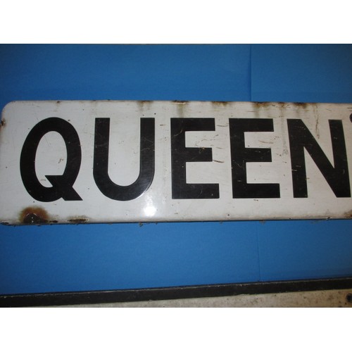 251 - A vintage enamel street sign for Queens Way and an aluminium example for Burton Close, both from str... 