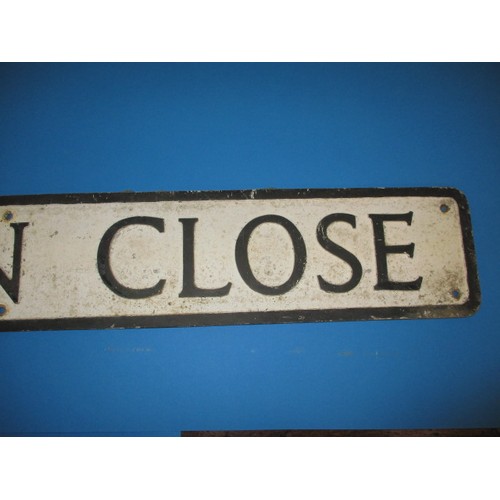 251 - A vintage enamel street sign for Queens Way and an aluminium example for Burton Close, both from str... 