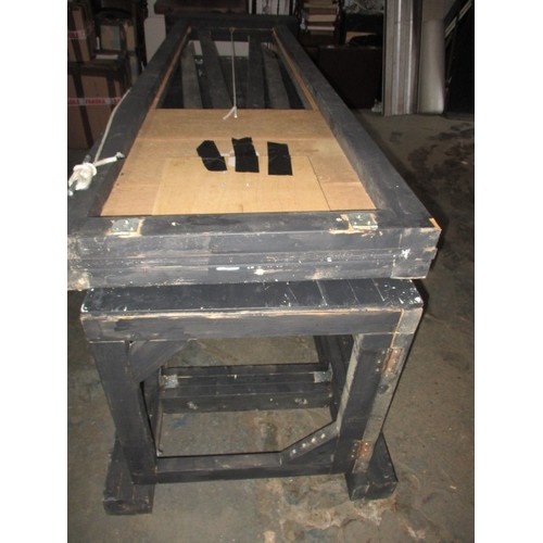 255 - A stage prop full size working guillotine, having magnetic heads, folds flat for ease of transport, ... 