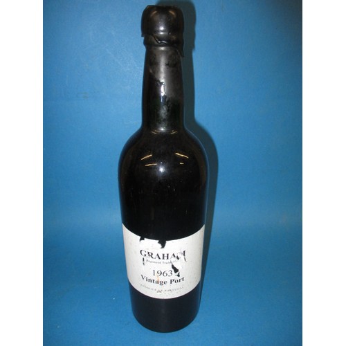 293 - 1963 Graham vintage port, 75cl bottle settled very low neck