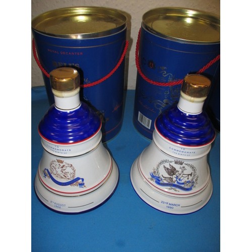 265 - 4 Bells old scotch whisky 75cl commemorative decanters by wade, all unopened and with contents and o... 