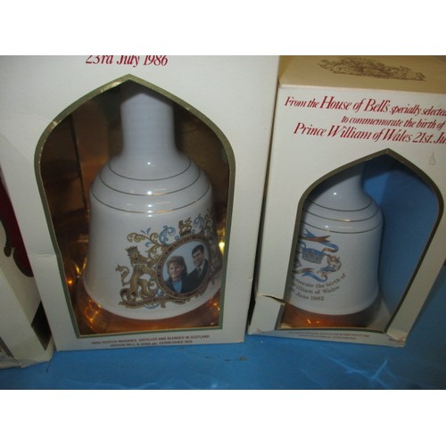 271 - 4 Bells old scotch whisky commemorative decanters by wade, three at 75cl the other 50cl, all unopene... 