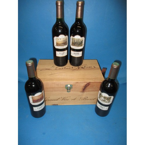 4 Bottles of Buzet L’instant Nature in original wood packing box, all 750ml and settled low neck