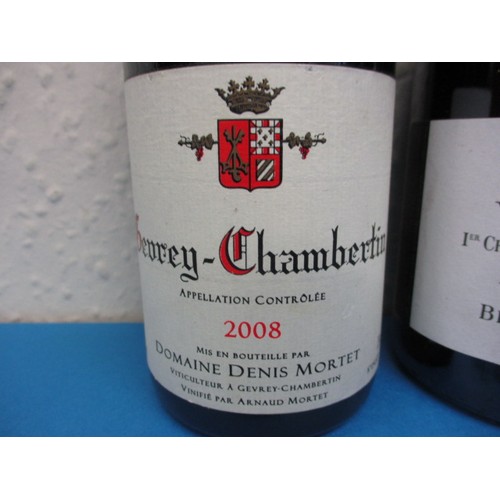 276 - 2008 Denis Mortet Gevrey Chambertin and a 2009 Benjamin Leroux Volnay, both settled mid neck