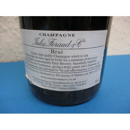 253 - Three bottles of Brut champagne, 2 by Jules Feraud & Co, all 750ml