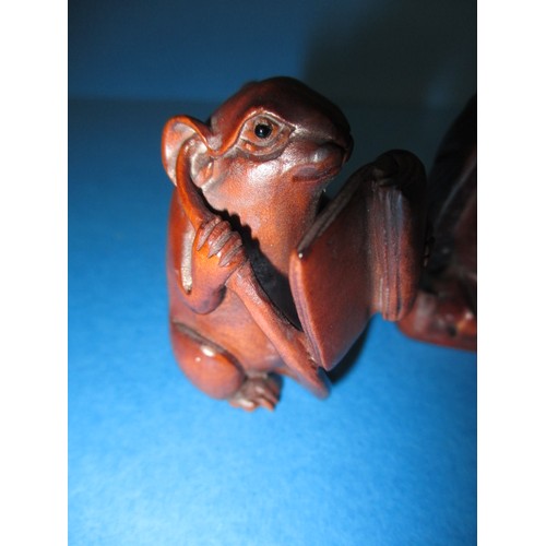 123 - 3 Carved wood Netsuke, various animals, all in good pre-owned condition