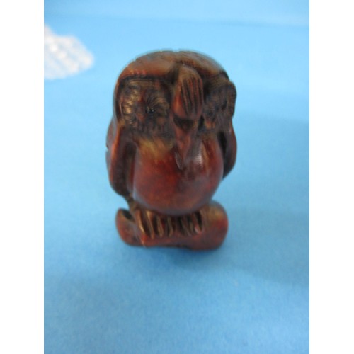 123 - 3 Carved wood Netsuke, various animals, all in good pre-owned condition