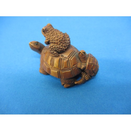 123 - 3 Carved wood Netsuke, various animals, all in good pre-owned condition