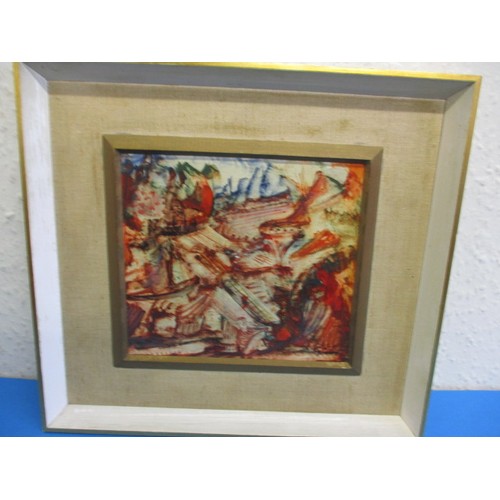 183 - George Cotos oil painting titled “Fue De Brousse” dated 1959, approx. image size 21x19cm, in origina... 