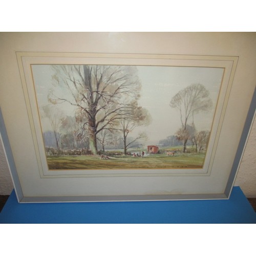 185 - Montague Webb landscape watercolour “Gypsy encampment”, approx. image size 51x34cm in glazed frame w... 