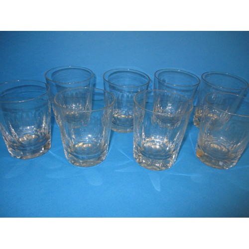 232 - 8 Mid 19th century whisky glasses, all with hand wheel cut facets, in good used condition with no ob... 