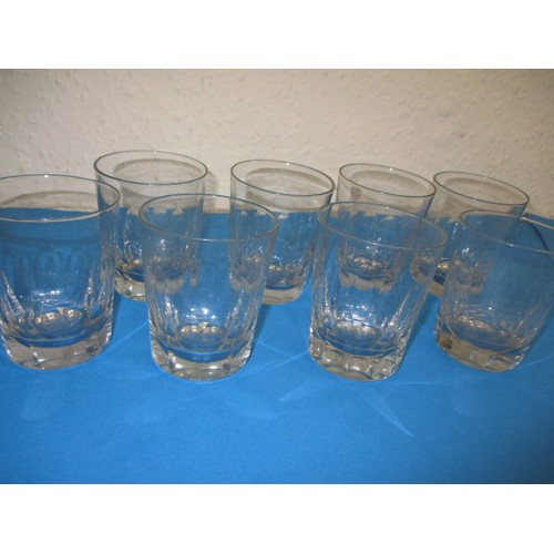 232 - 8 Mid 19th century whisky glasses, all with hand wheel cut facets, in good used condition with no ob... 