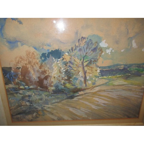 182 - Stylized landscape watercolour, monogrammed lower left for Gerald Moira (1867-1959), label verso, ap... 