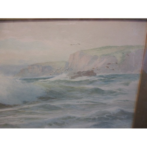 180 - Earnest Stuart (1889-1915) seascape watercolour, approx. image size 52x25cm, signed lower left, in l... 