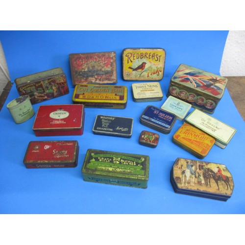 162 - A collection of vintage tins, to include several tobacco examples, all in used condition with age re... 