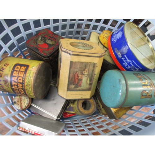 162 - A collection of vintage tins, to include several tobacco examples, all in used condition with age re... 