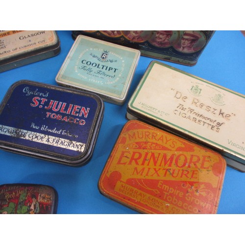 162 - A collection of vintage tins, to include several tobacco examples, all in used condition with age re... 