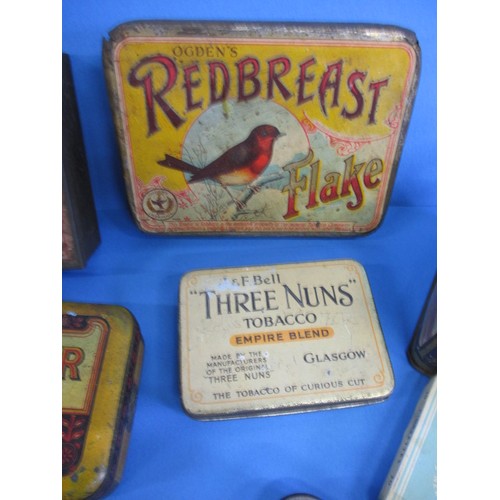 162 - A collection of vintage tins, to include several tobacco examples, all in used condition with age re... 