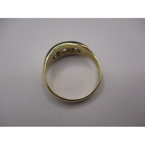 32 - An 18ct yellow gold 3 stone diamond ring, approx. weight 7.8g, approx. ring size ‘U’, approx. size o... 