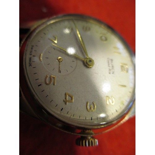 65 - A 1950s Buren Grand Prix 9ct gold cased wrist watch, in current working order, approx. dial size 27m... 