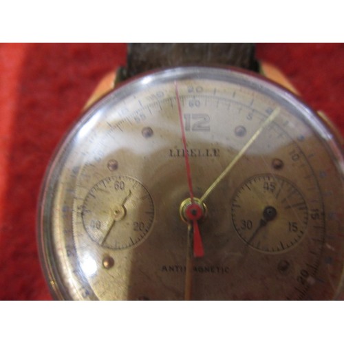 66 - A mid-20th century Libelle wrist watch, not working and with general use-related marks