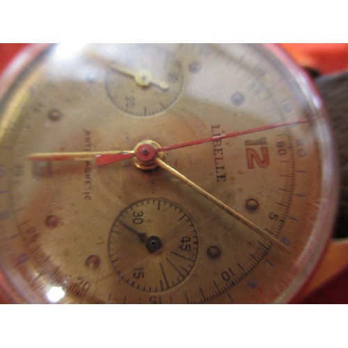 66 - A mid-20th century Libelle wrist watch, not working and with general use-related marks