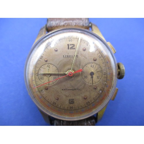 66 - A mid-20th century Libelle wrist watch, not working and with general use-related marks