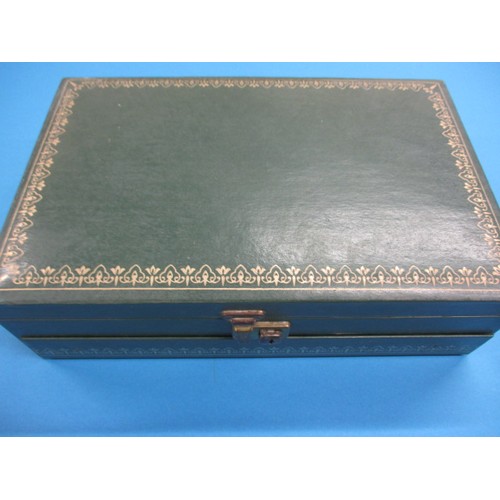 110 - A vintage jewellery box with contents, all in used condition