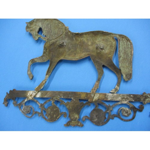 165 - A vintage brass horse profile, marked for Black Eagle, approx. length 37cm, with age related tarnish... 