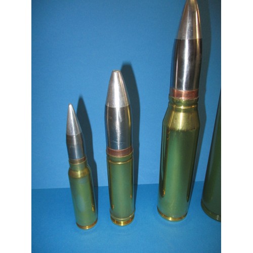 149 - 4 Vintage military shells, all deactivated, various calibres and ages, approx. length of longest 39c... 