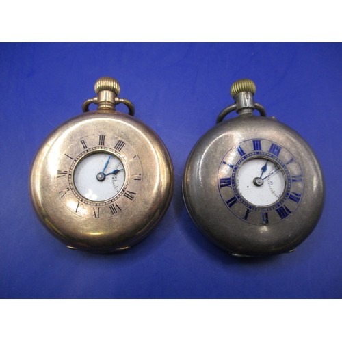 71 - An early 20th century silver cased pocket watch and a gold plated example, the silver one runs when ... 