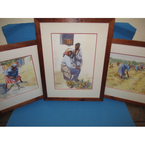 187 - 3 framed watercolour paintings by Eichart Krog a Zimbabwe artist, approx. frame size 56x45cm all dat... 