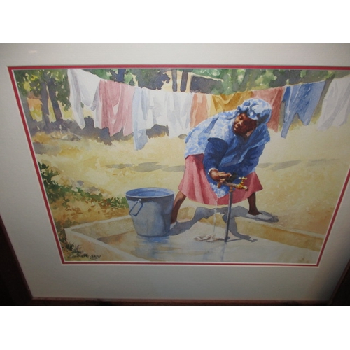 187 - 3 framed watercolour paintings by Eichart Krog a Zimbabwe artist, approx. frame size 56x45cm all dat... 