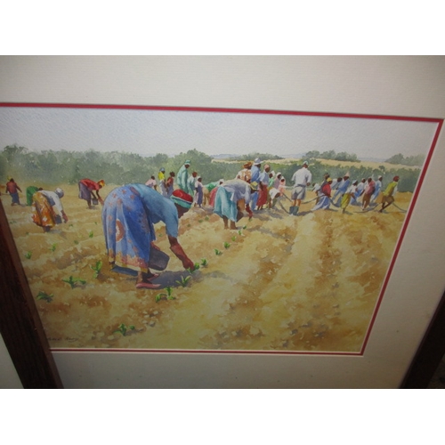 187 - 3 framed watercolour paintings by Eichart Krog a Zimbabwe artist, approx. frame size 56x45cm all dat... 