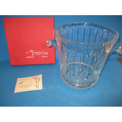 236 - A large Souffle Bouche lead crystal champagne bucket, signed to base and in original box