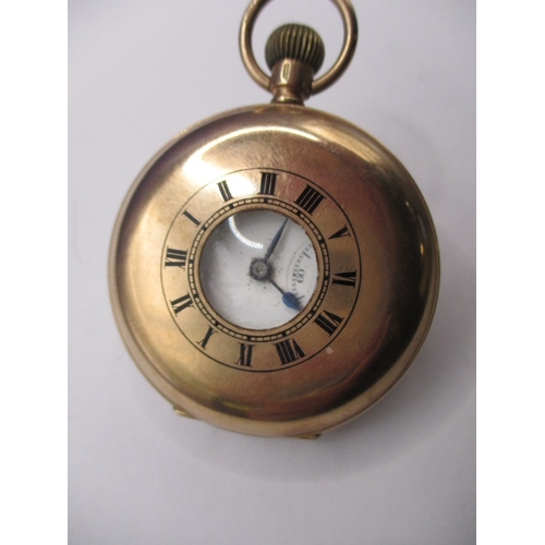 67 - A 1920s 9ct gold case half hunter pocket watch, with dedication from Lever Brothers Port Sunlight, r... 