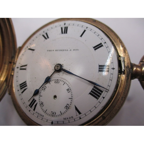 67 - A 1920s 9ct gold case half hunter pocket watch, with dedication from Lever Brothers Port Sunlight, r... 