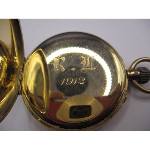 68 - An antique 18ct gold cased open face pocket watch, runs well when wound, in good used condition with... 