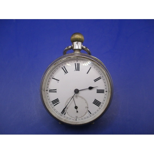 69 - A continental 875 silver cased open face pocket watch, runs well when wound and with general use-rel... 