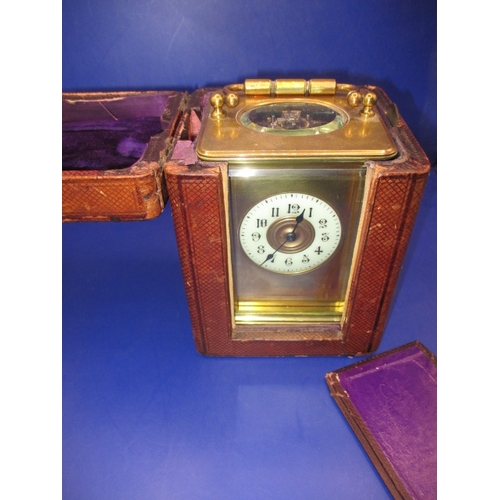 130 - A 19th century French carriage clock striking on a gong, movement by Richard & Co, in working order ... 